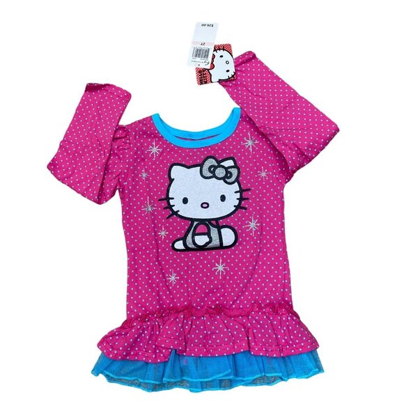HELLO KITTY LONG SLEEVES RUFFLE TOP SIZE 2 T NWT - Picture 4 of 5